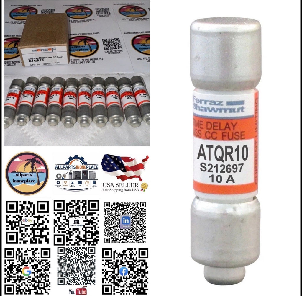 10PCS FERRAZ ATQR10 10A 600V Time-Delay Fuse ATQR-10 USA Fast Delivery