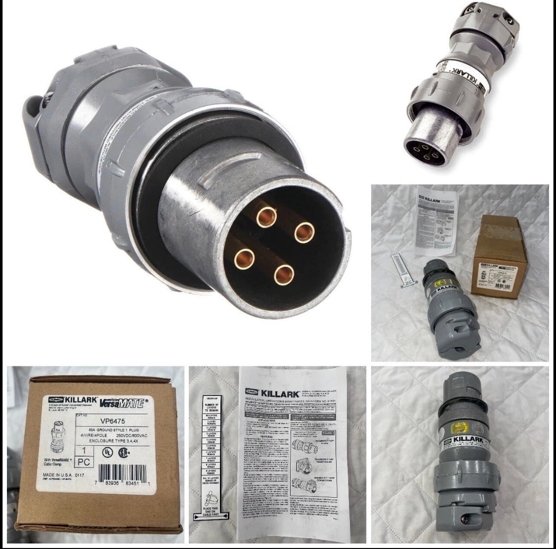 HUBBELL KILLAK VP6475 VP6475 NEW IN BOX SEALED VERSAMATE 600VAC 250DC 4WIRE 60 A