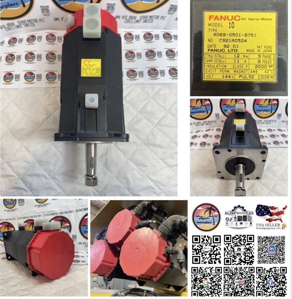 Fanuc Ac Servo Motor A06B-0501-B751 Pulse Coder 144V 2000Rpm