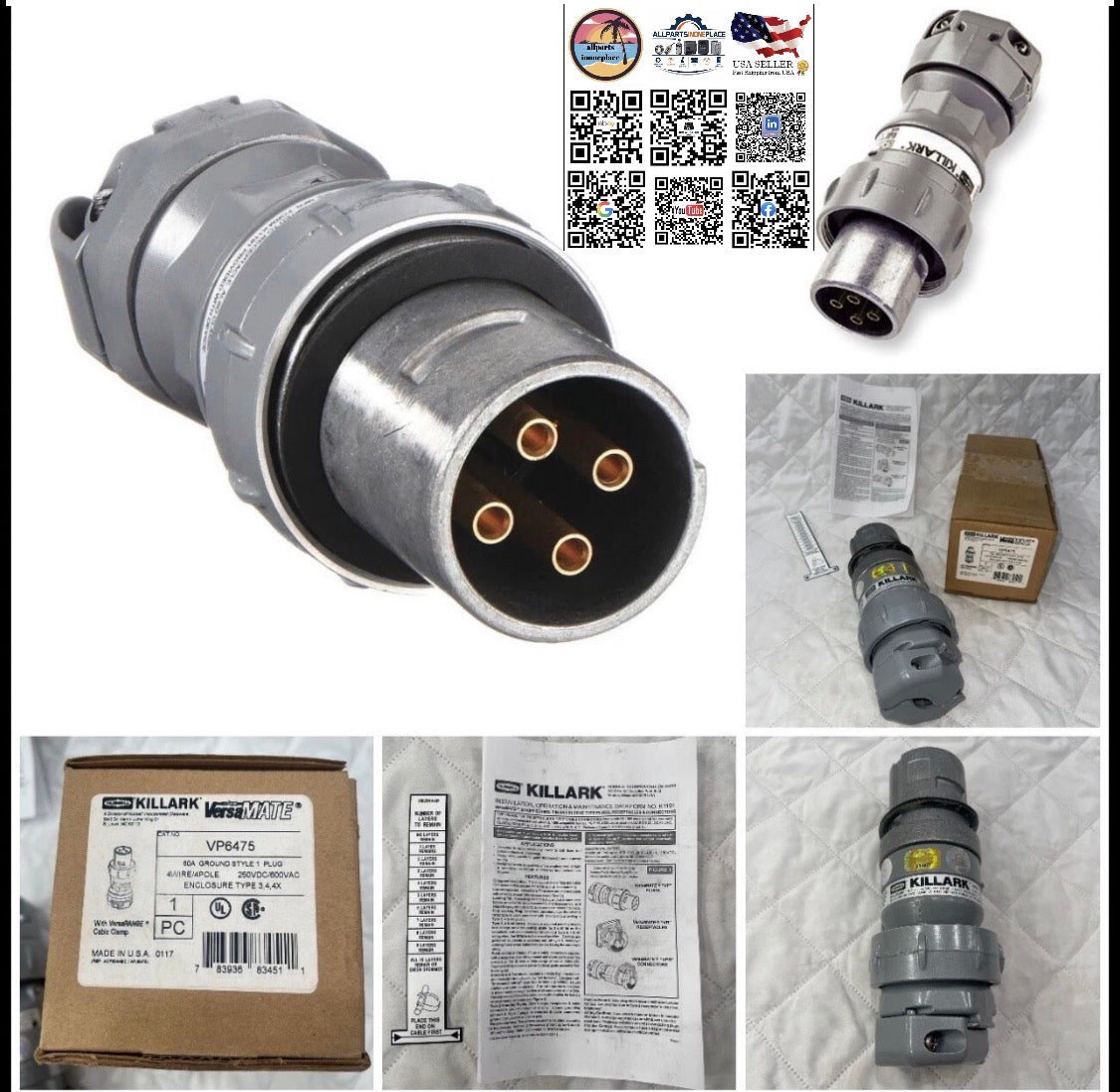 HUBBELL KILLAK VP6475 VP6475 NEW IN BOX SEALED VERSAMATE 600VAC 250DC 4WIRE 60 A