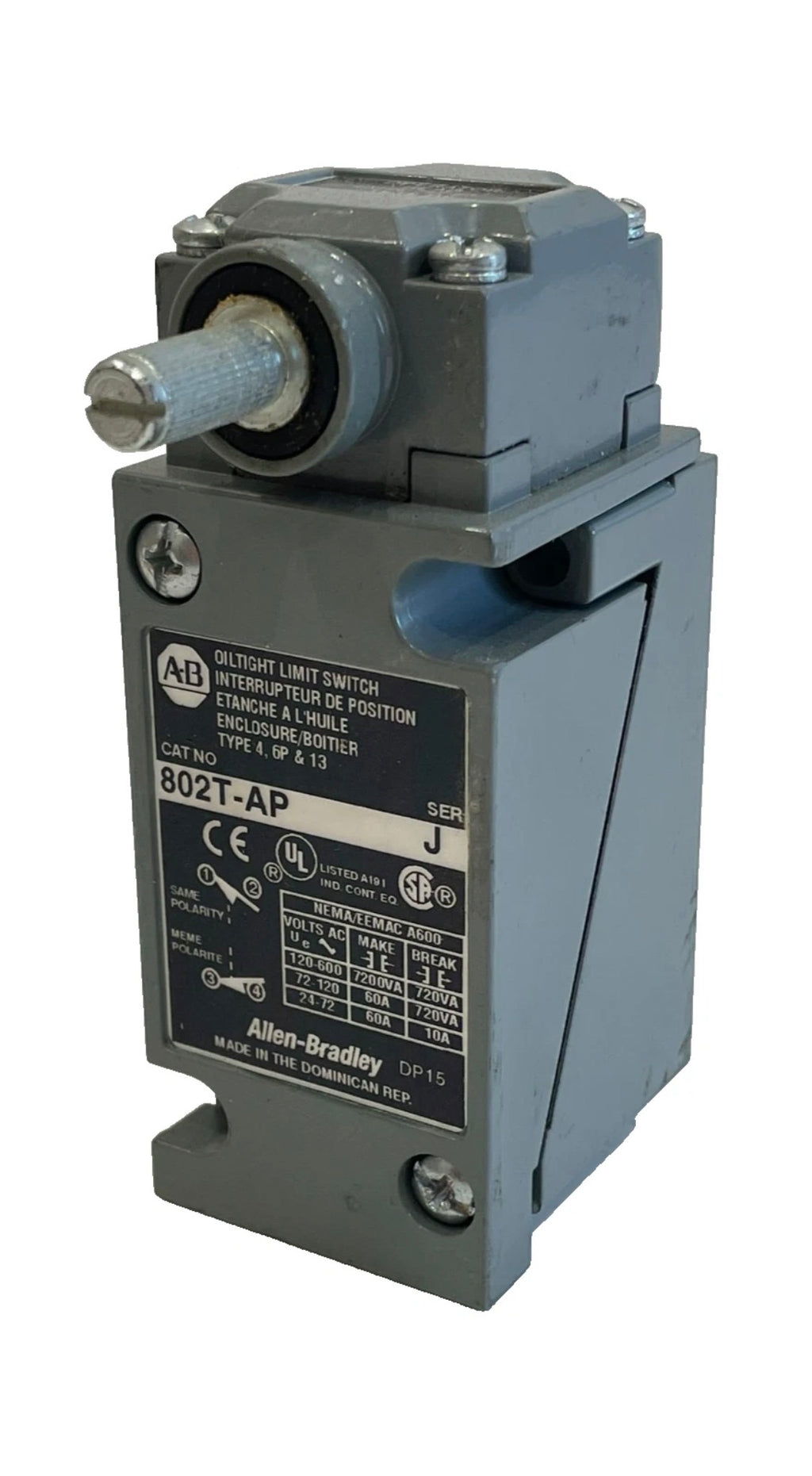 ALLEN BRADLEY 802T-AP J LIMIT SWITCH SER J 802TAPJ OILTIGHT 4 Circuits 802T