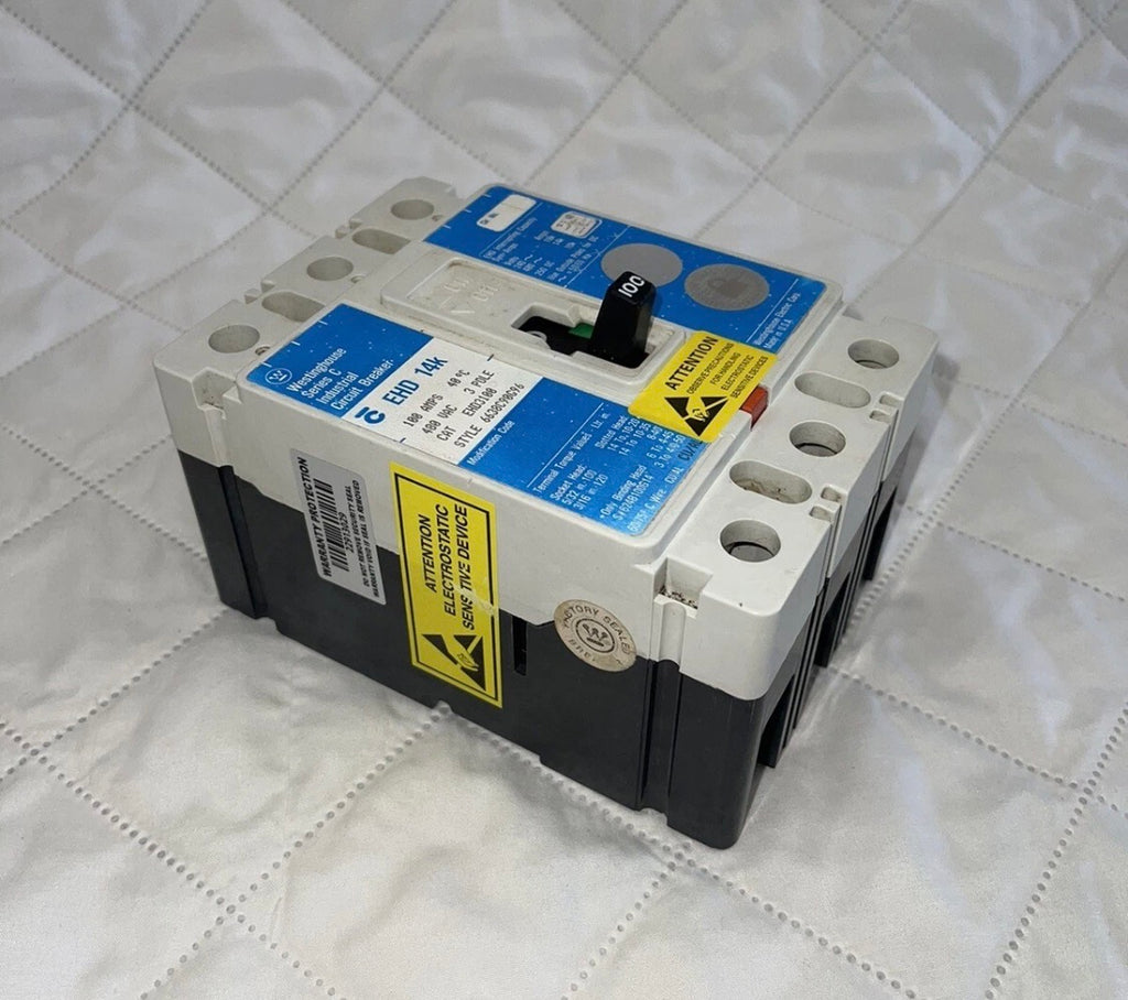 Westinghouse EHD3100 100 Amp 3 Pole 480 SNT1RP08K 120 Shunt Trip Circuit Breaker