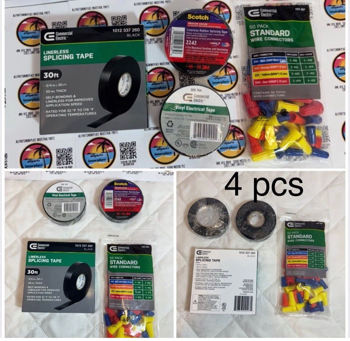 4 Pcs Kit Commercial Electric Linerless Splicing Tape 3/4 I X 30 Ft 30 Mil THICK