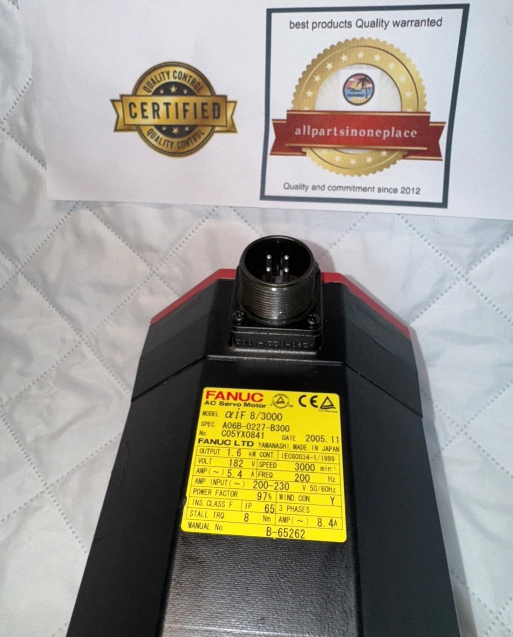 FANUC αiF 8/3000 AC Servo Motor 1.6kW 200-240V 8Nm 3000RPM A06B-0227-B100 #0100