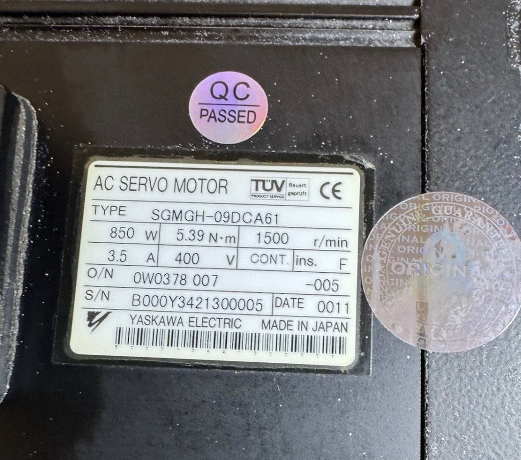 YASKAWA SGMGH-09DCA61 AC SERVO MOTOR SGMGH09DCA61 850 W 5.39 N-m 1500 RM 400 V