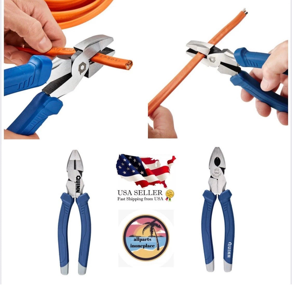 Quinn 9" Linesman Pliers With Comfort Grip Forged Steel Durable Jaws