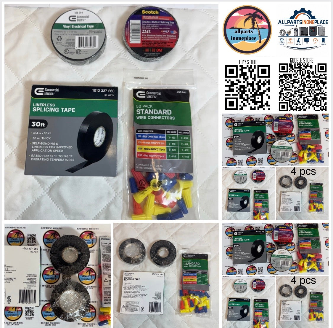 4 Pcs Kit Commercial Electric Linerless Splicing Tape 3/4 I X 30 Ft 30 Mil THICK