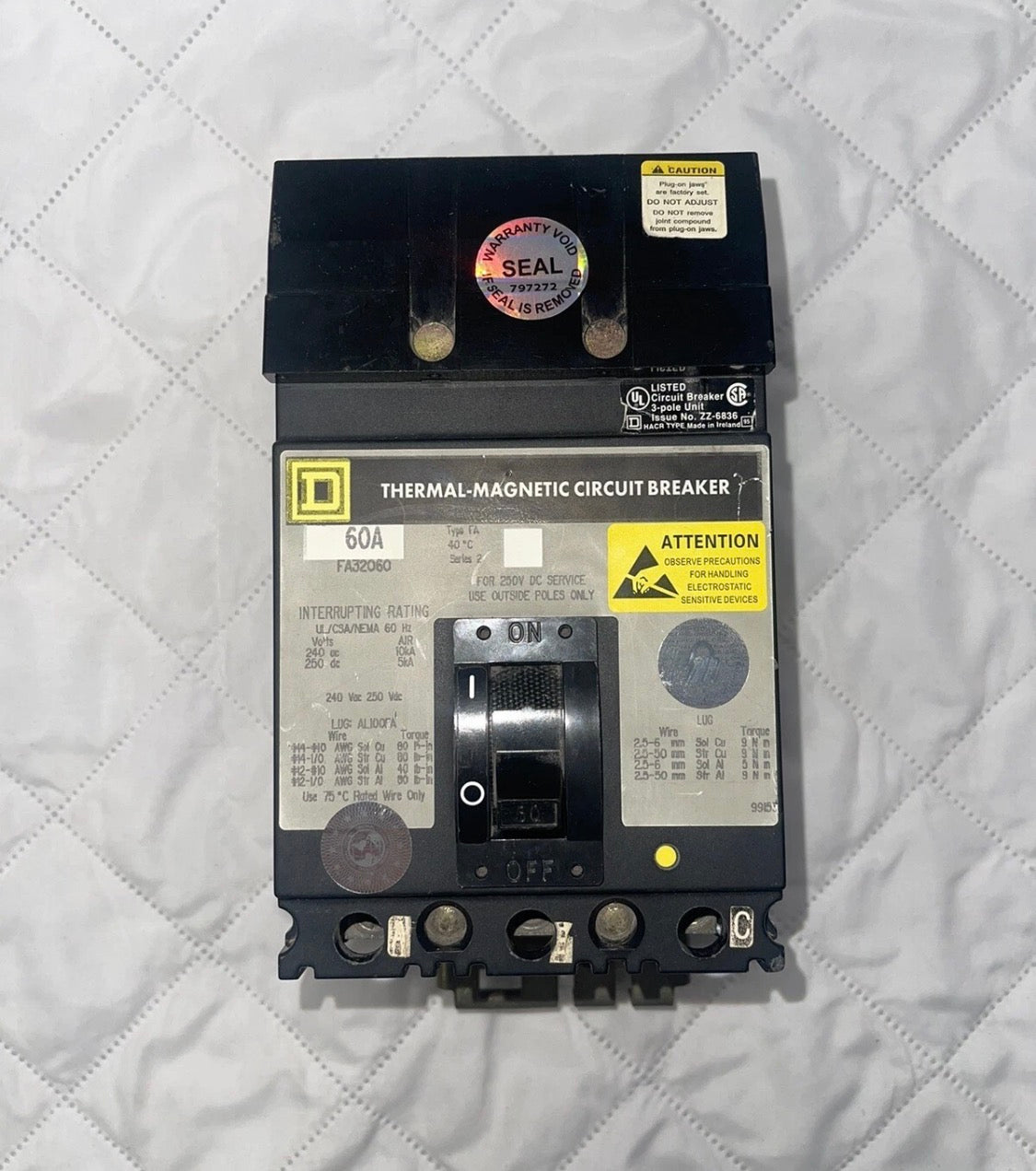 SQUARE D FA32060 SCHNEIDER ELECTRIC FA32060 FA32060 USED TESTED CLEANED SEALED